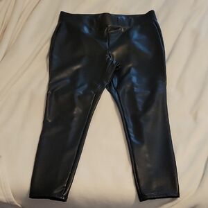 LOFT Black Faux Leather Pants Petite